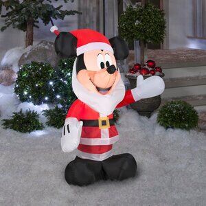 42" Blow Up Inflatable Mickey Mouse with Santa Beard Outdoor Yard Decoration